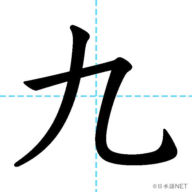 【JLPT N5漢字】「九」の意味・読み方・書き順