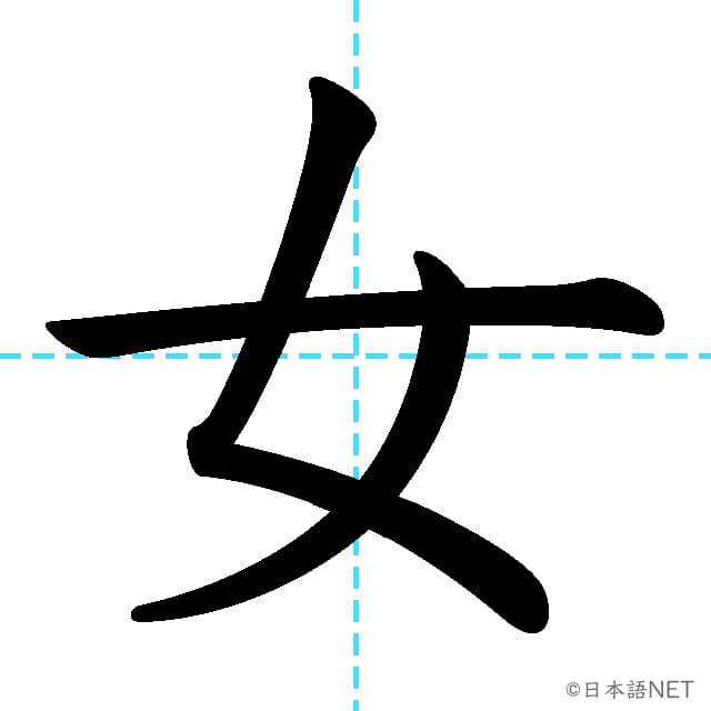 【JLPT N5漢字】「女」の意味・読み方・書き順