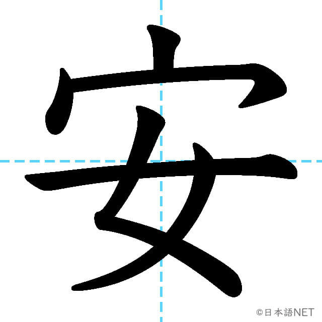 【JLPT N5漢字】「安」の意味・読み方・書き順