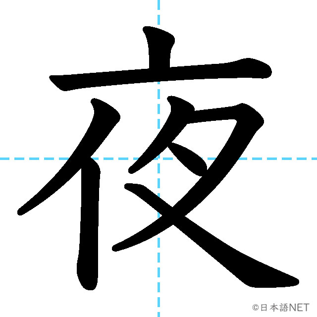 【JLPT N4漢字】「夜」の意味・読み方・書き順