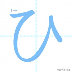 ひらがな「ひ」の書き順