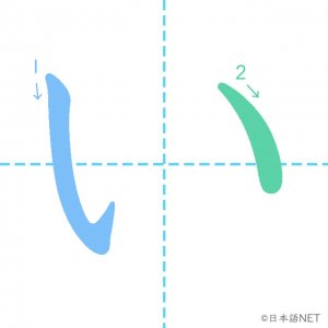 ひらがな「い」の書き順