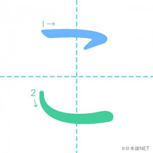 ひらがな「こ」の書き順