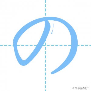 ひらがな「の」の書き順
