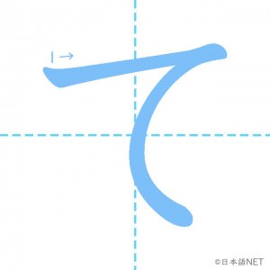 ひらがな「て」の書き順