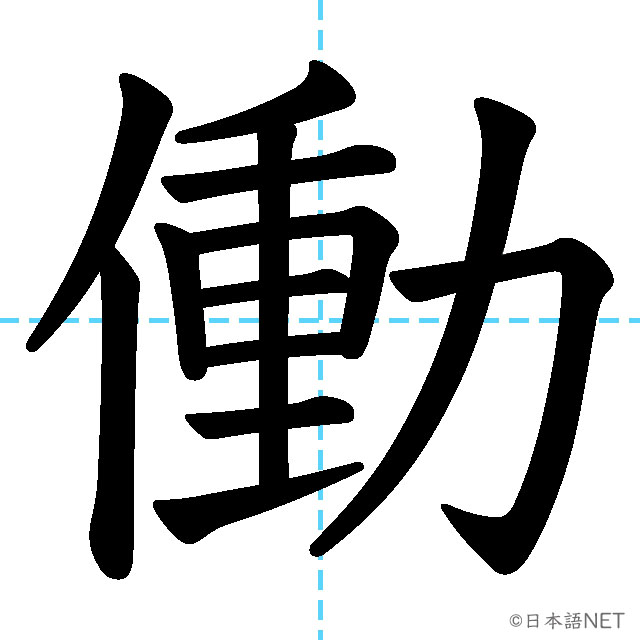 【JLPT N4漢字】「働」の意味・読み方・書き順