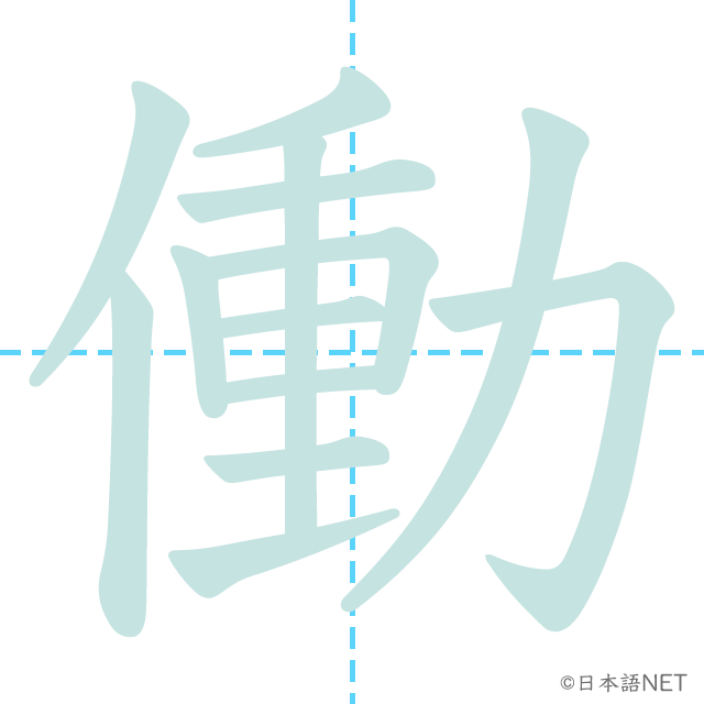 漢字「働」の書き順