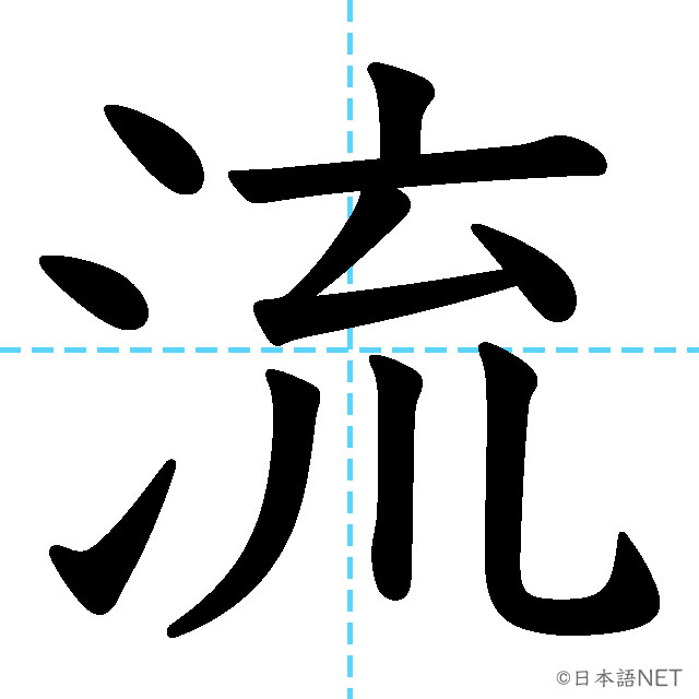 【JLPT N3漢字】「流」の意味・読み方・書き順