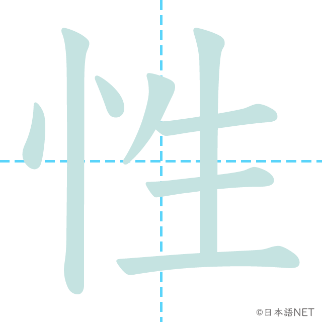 漢字「性」の書き順