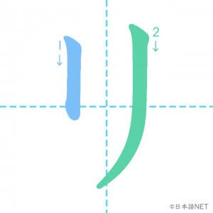 カタカナ「リ」の書き順