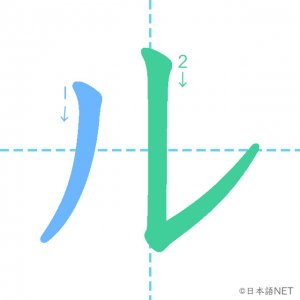 カタカナ「ル」の書き順