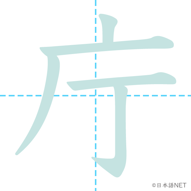 漢字「庁」の書き順