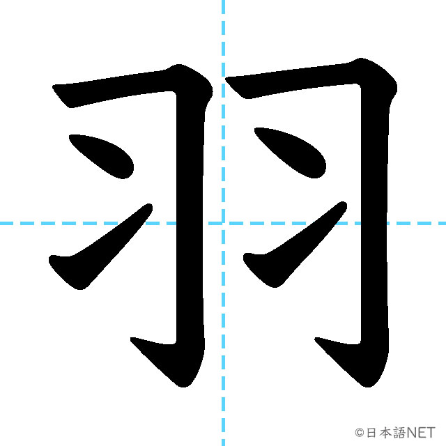 【JLPT N2漢字】「羽」の意味・読み方・書き順