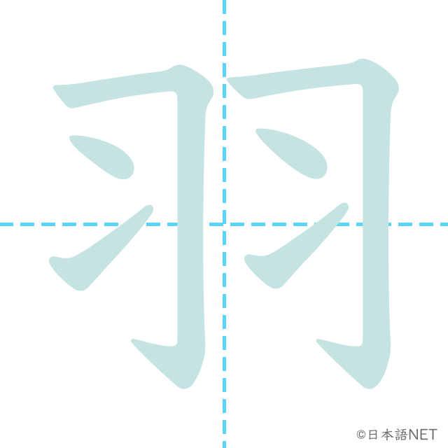漢字「羽」の書き順