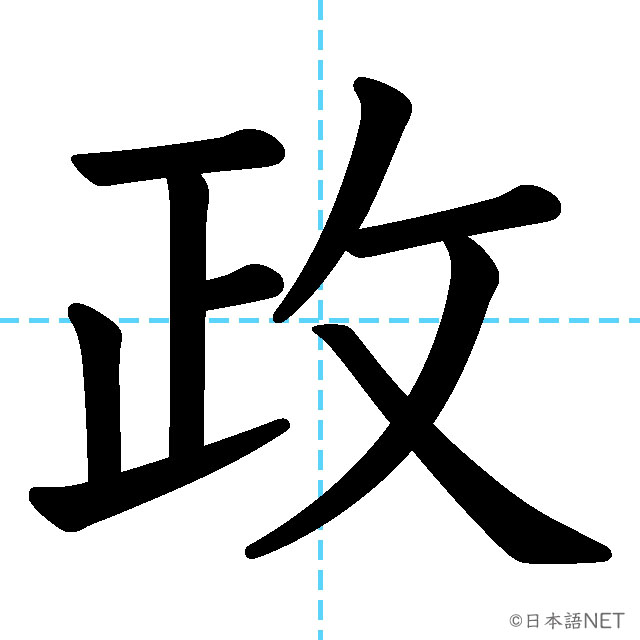 【JLPT N3漢字】「政」の意味・読み方・書き順