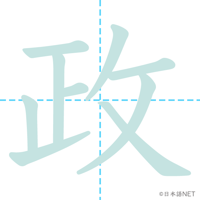 漢字「政」の書き順