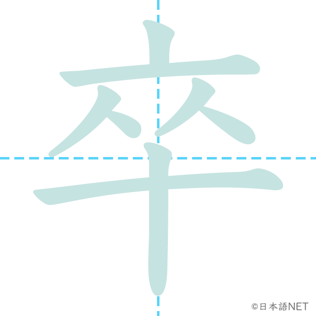 漢字「卒」の書き順