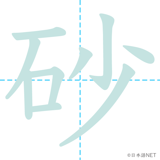 漢字「砂」の書き順