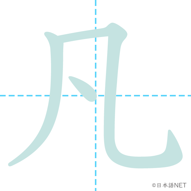 漢字「凡」の書き順