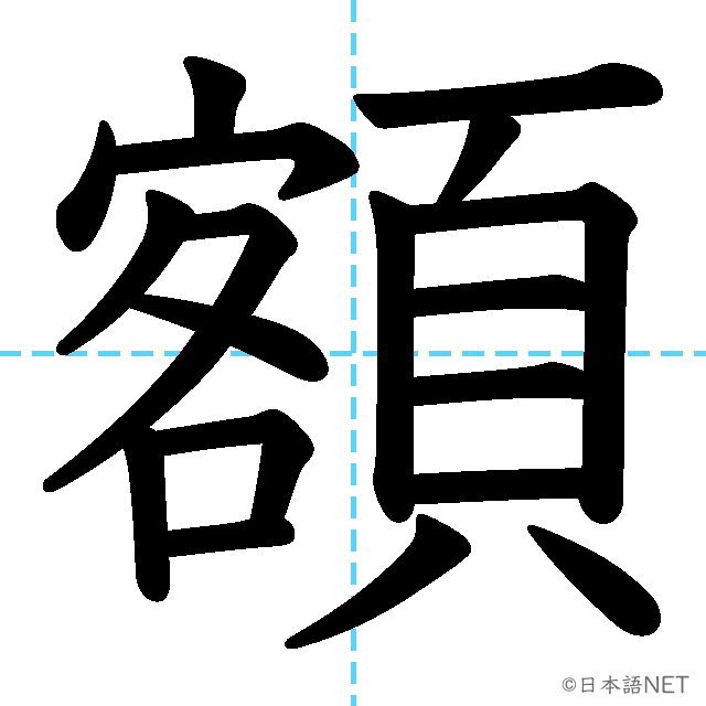 【JLPT N3漢字】「額」の意味・読み方・書き順