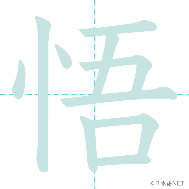 漢字「悟」の書き順