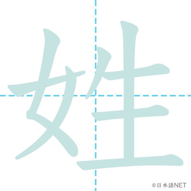 漢字「姓」の書き順