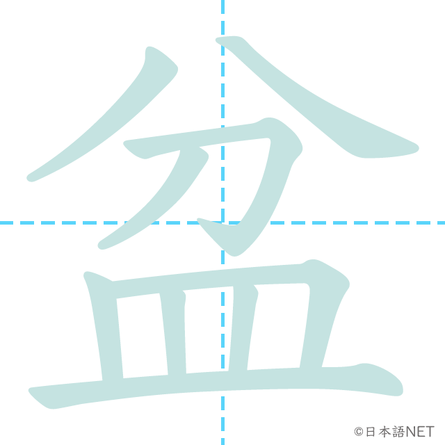 漢字「盆」の書き順
