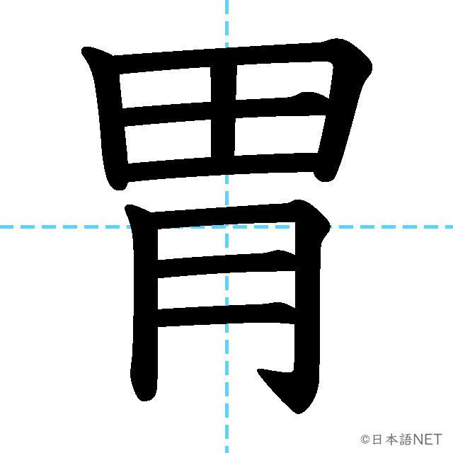 【JLPT N2漢字】「胃」の意味・読み方・書き順