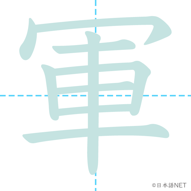 漢字「軍」の書き順