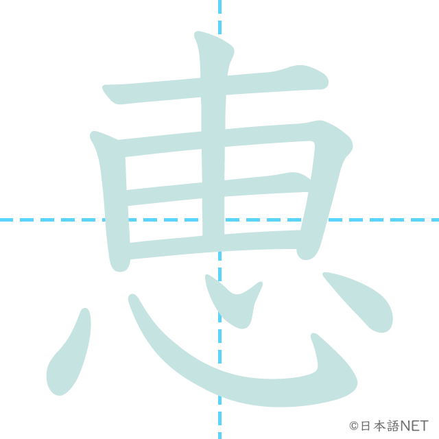 漢字「恵」の書き順