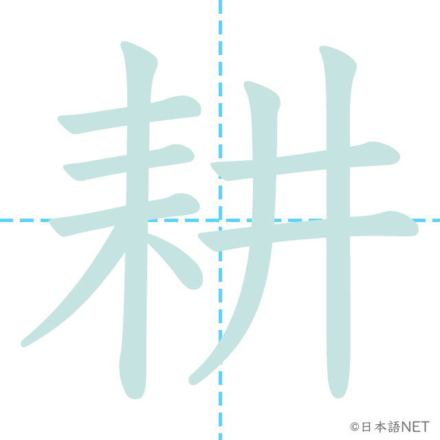 漢字「耕」の書き順