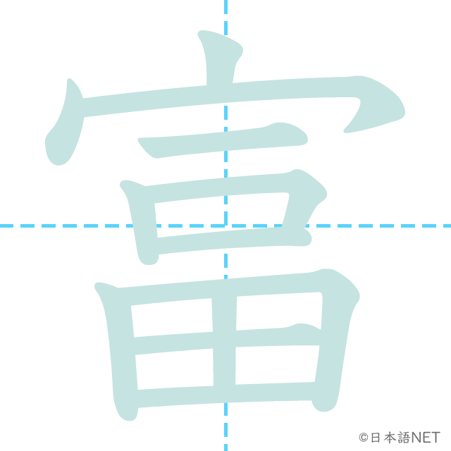 漢字「富」の書き順