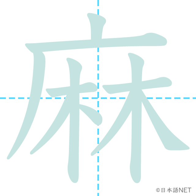 漢字「麻」の書き順