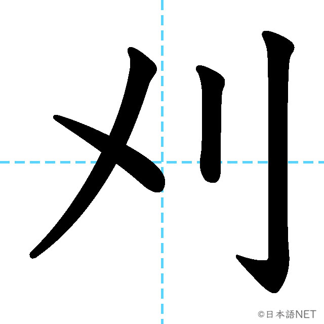 【JLPT N1漢字】「刈」の意味・読み方・書き順