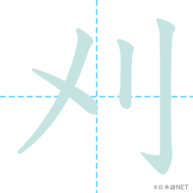 漢字「刈」の書き順