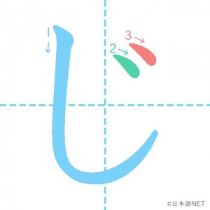 ひらがな「じ」の書き順