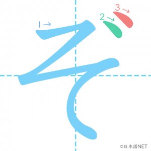ひらがな「ぞ」の書き順