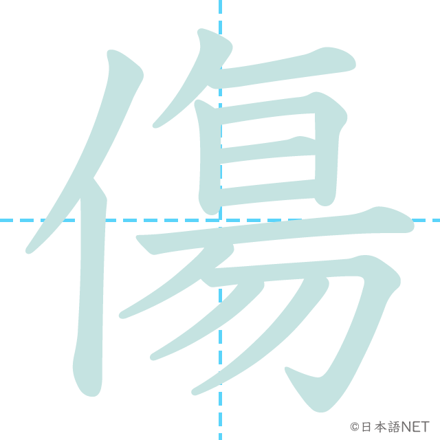 漢字「傷」の書き順