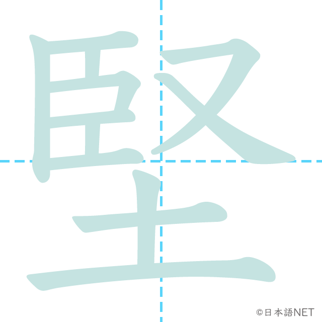 漢字「堅」の書き順