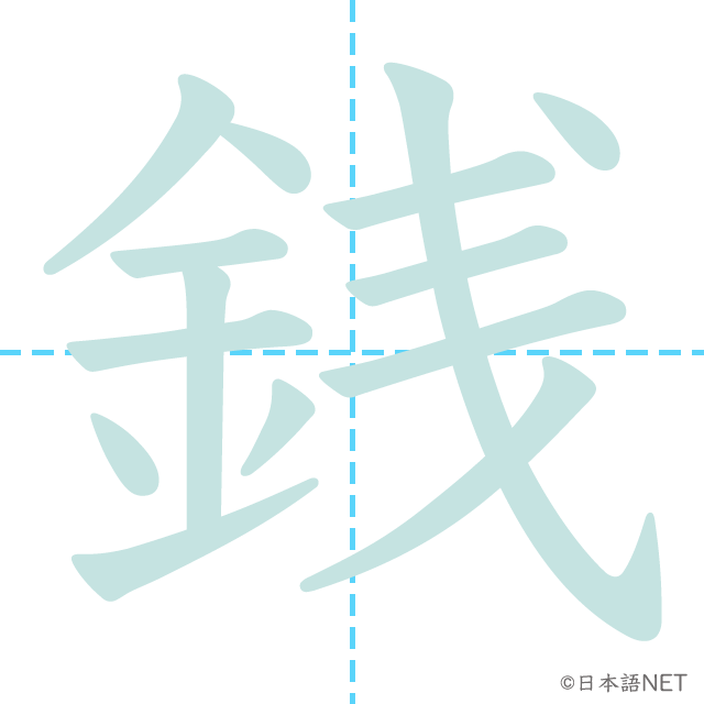 漢字「銭」の書き順