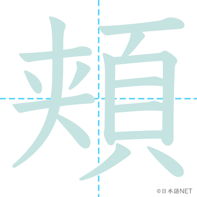 漢字「頬」の書き順